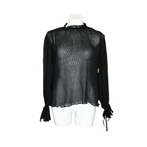 Jane Plus One Sheer Stretchy Blouse With Tied Sleeves